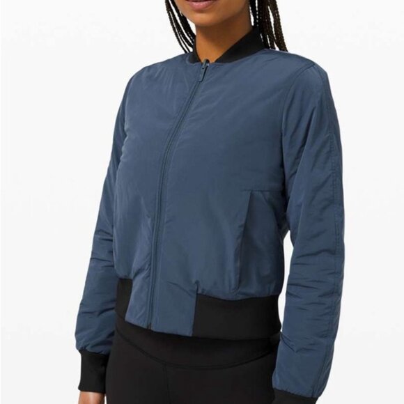 lululemon athletica Jackets & Blazers - ❤️ Lululemon Non-Stop Bomber *Reversible Jacket Iron Blue / Black Size 4 NWT